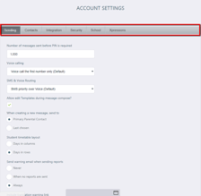 Account settings tabs