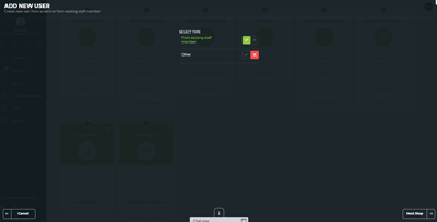 Add new user, select type