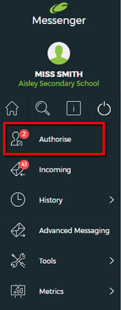 Authorise messages