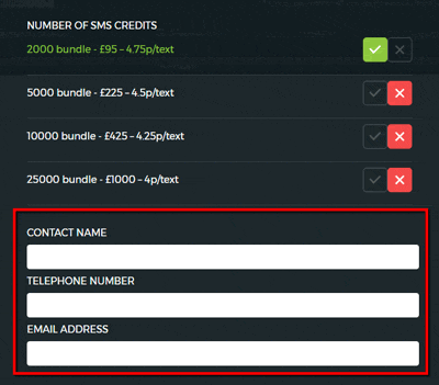 Contact info - request SMS bundle