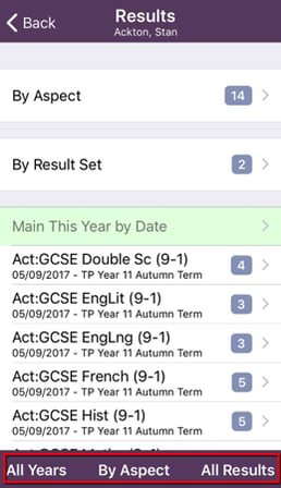 Student details - Assessment results