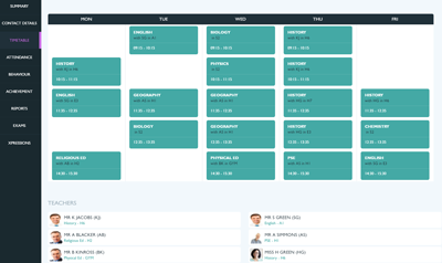 Student details - timetable